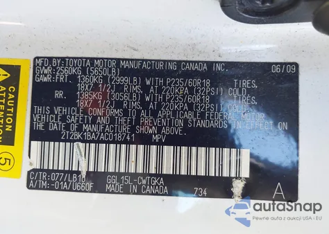 2010 Lexus Rx 350 из США, поврежденный, VIN 2T2BK1BA7AC018741